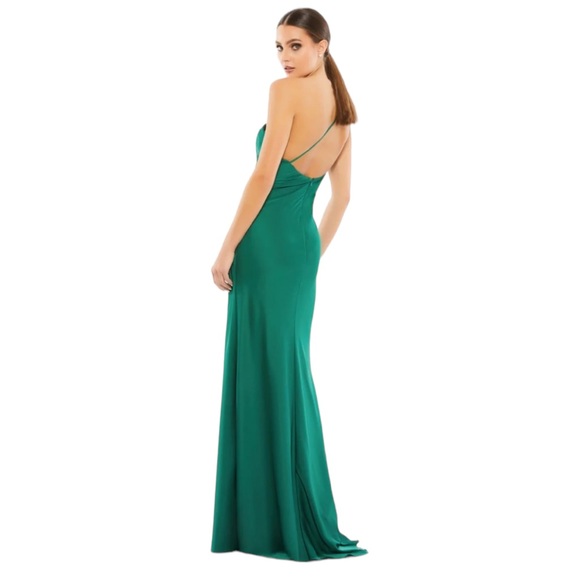 Ieena for Mac Duggal One Shoulder Emerald Green Dress Gown 55385 size 0 - Picture 2 of 11
